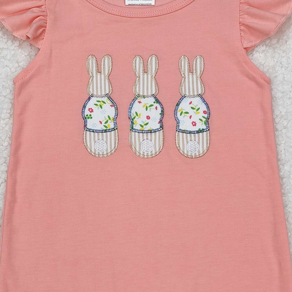 SR2434 New Rts No Moq 8-9 Days By Air Arrived it Flutter sleeves bunny baby girl Easter romper