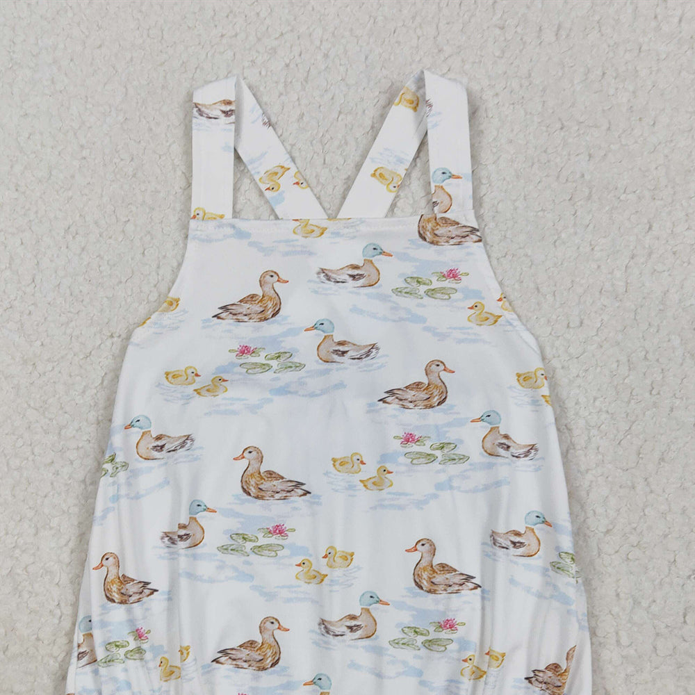 5.16 SR3029 RTS NO MOQ Baby Boys Summer Rompers Straps duck print baby boy summer romper