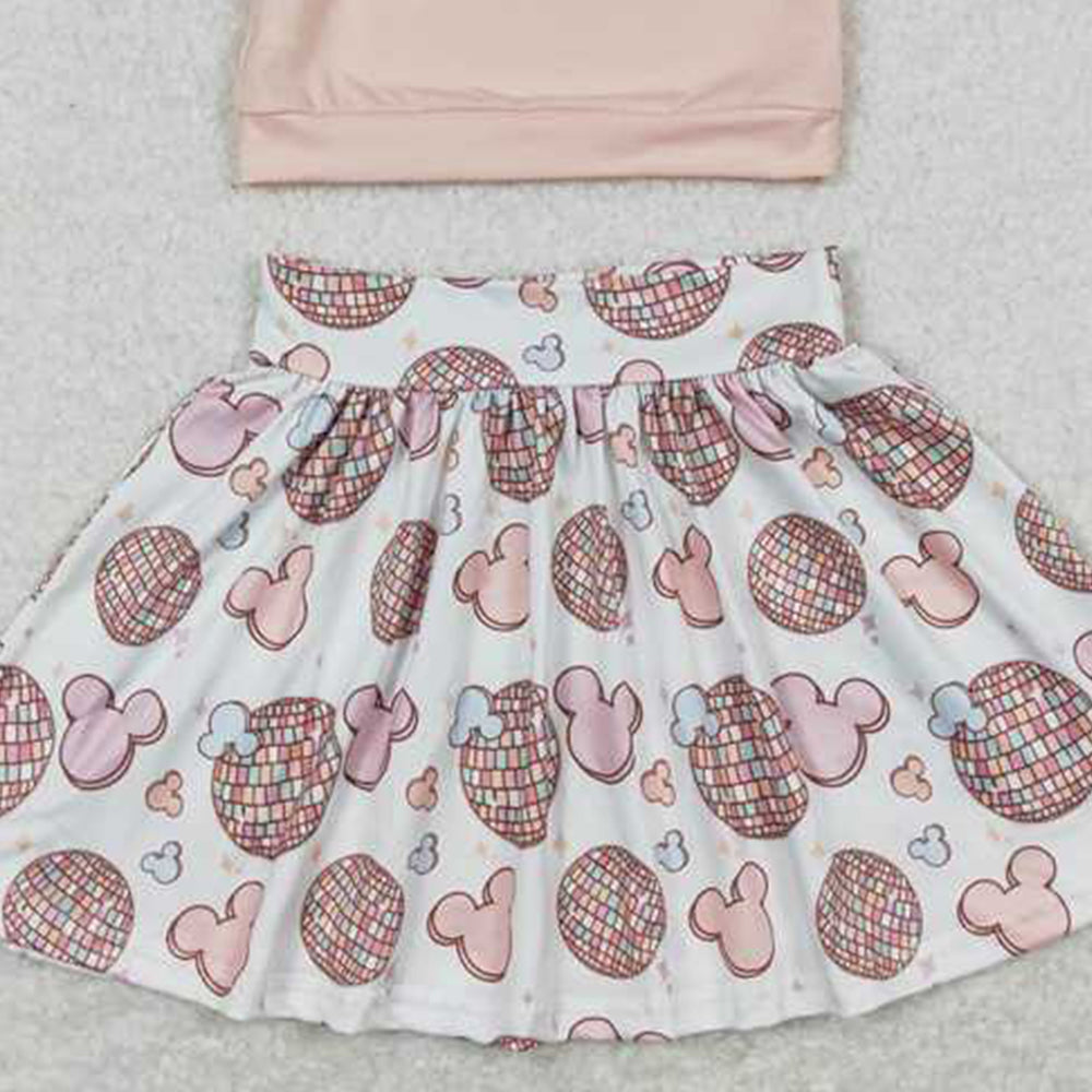 5.19 GSD0875 RTS NO MOQPeach one shoulder to mouse skirt girls clothes