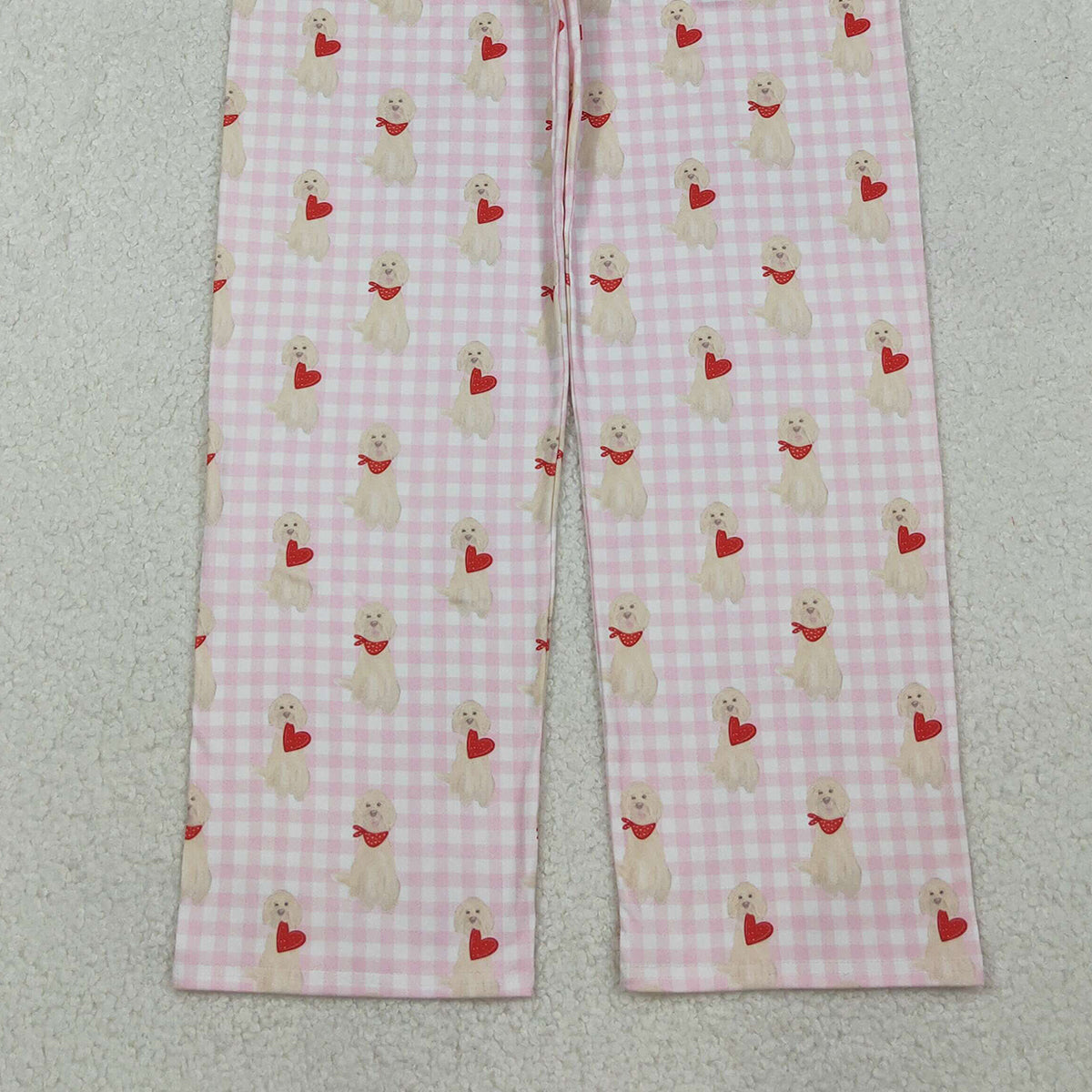 10.16 RTS NO MOQ (In stock)P0849 Adult Women Pink Checked Dogs Hearts Valentine Pants Bottom