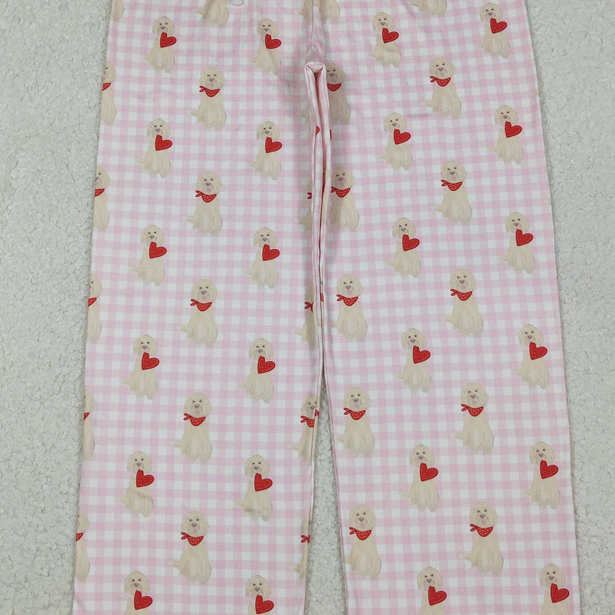 10.16 RTS NO MOQ (In stock)P0849 Adult Women Pink Checked Dogs Hearts Valentine Pants Bottom