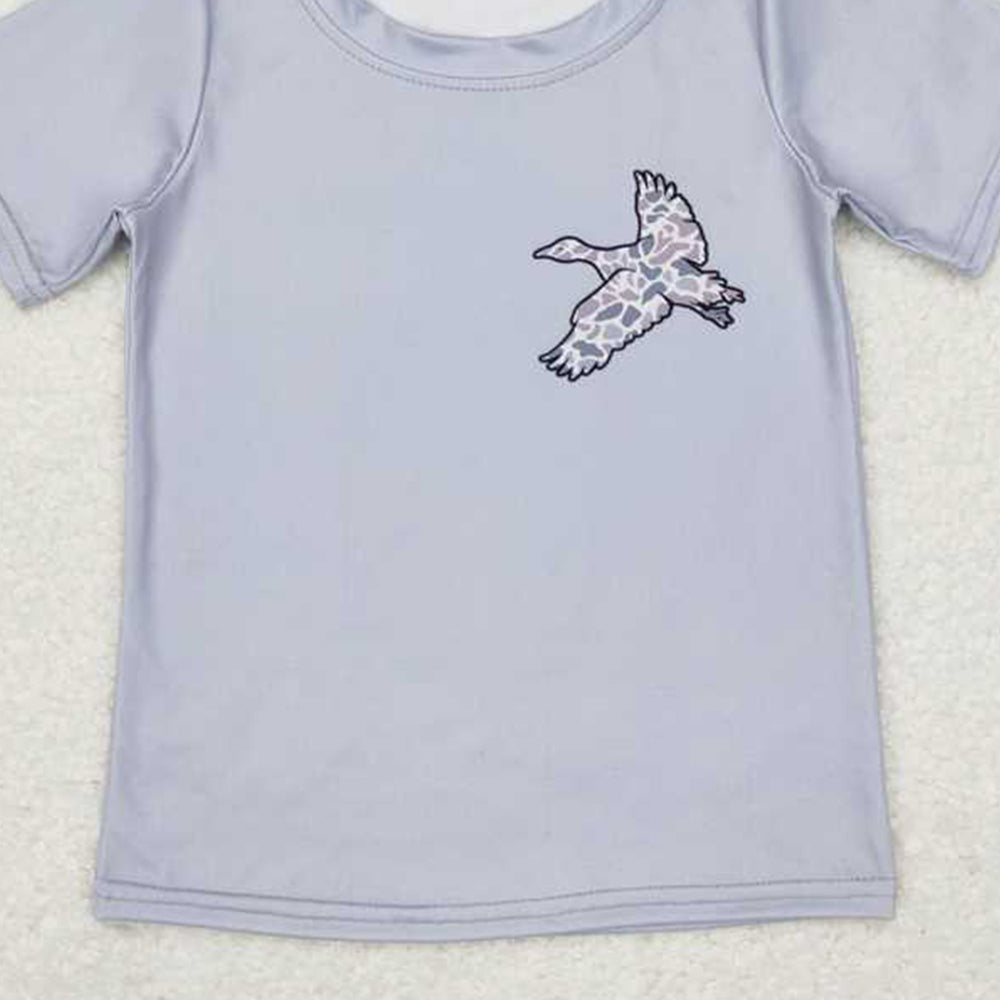 USA Shop (in stock) BT0462 Baby Boys Summer Tops Grey short sleeves camo duck boy shirt
