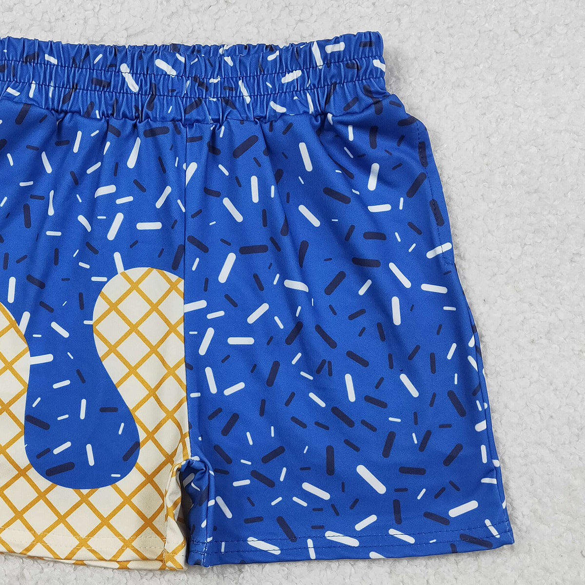 1.6 RTS NO MOQ (In stock)SS0772 Baby Boys Summer Shorts Baby Boys Hot Blue Sprinkle Drip Team Shorts Bottom