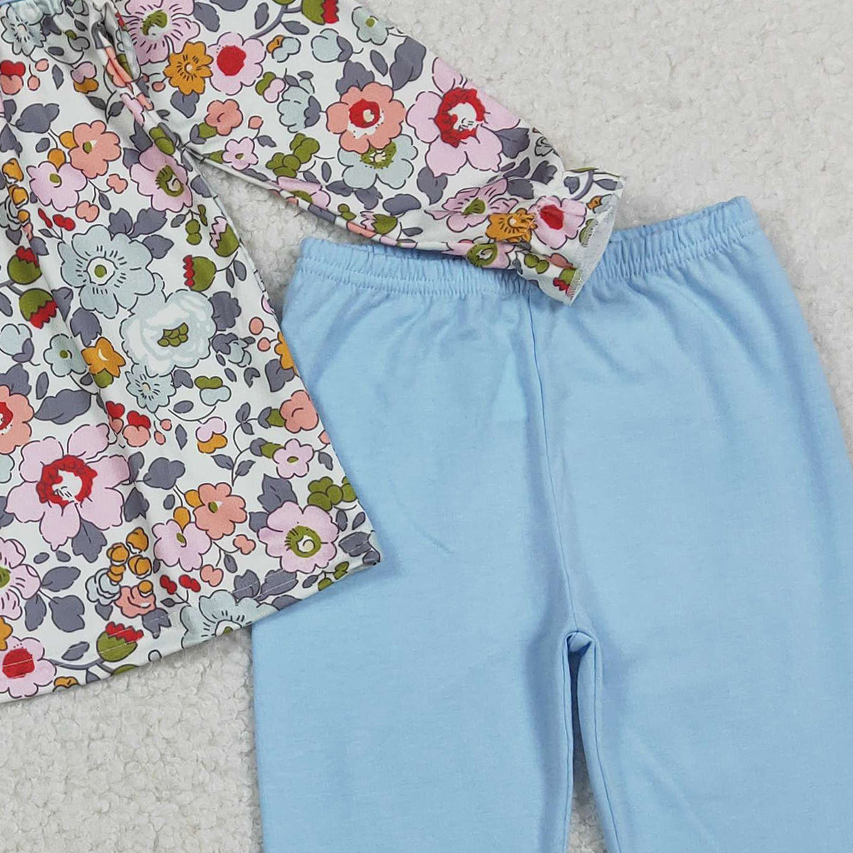 1.23 RTS NO MOQ (In stock)GLP3168 Baby Girls Colorful Flowers Collar Tunic Legging Pants Clothes Sets