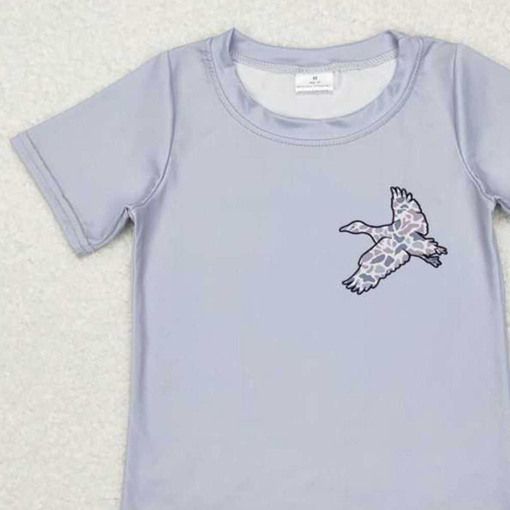 USA Shop (in stock) BT0462 Baby Boys Summer Tops Grey short sleeves camo duck boy shirt