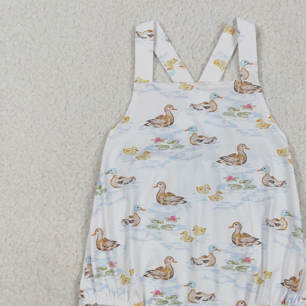5.16 SR3029 RTS NO MOQ Baby Boys Summer Rompers Straps duck print baby boy summer romper