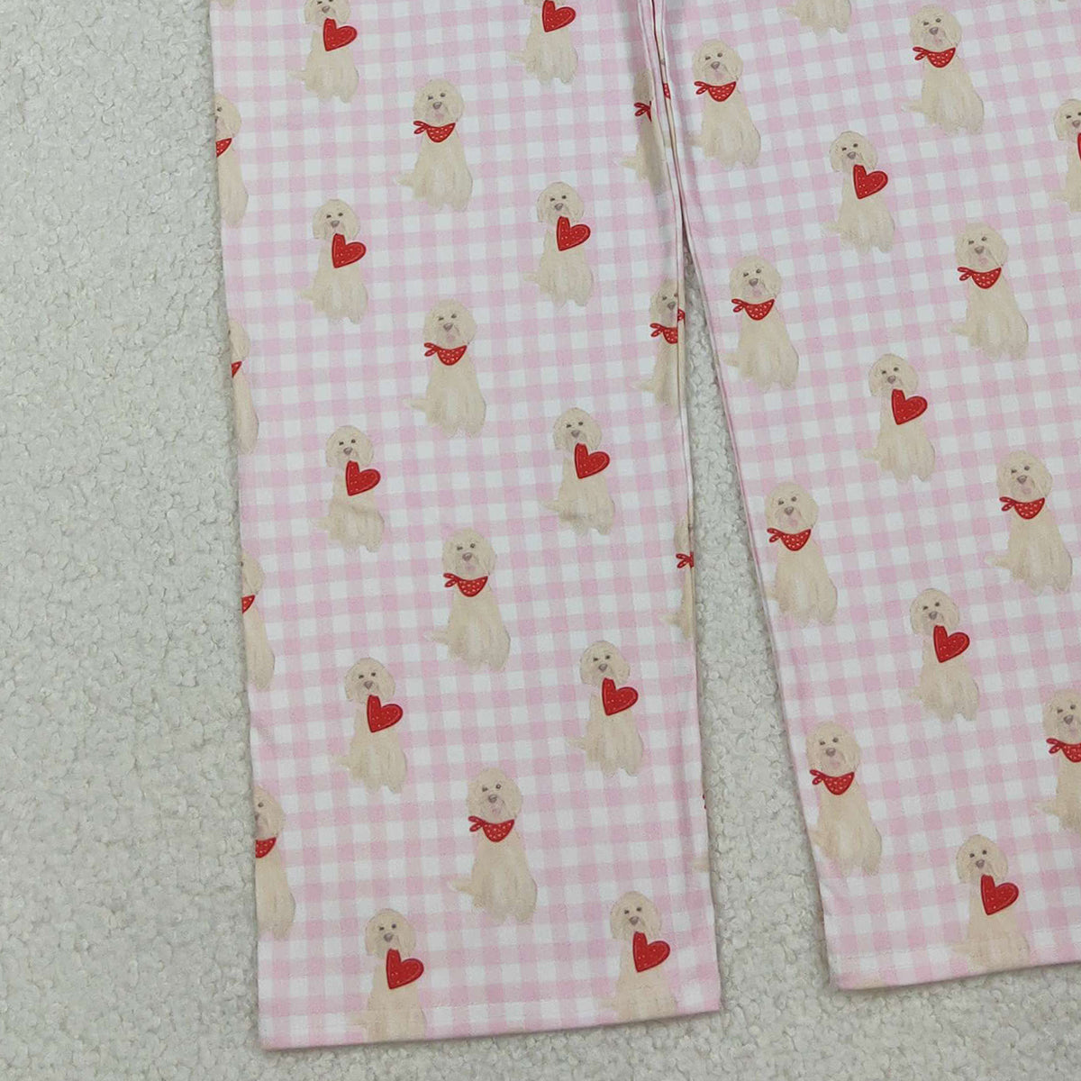 10.16 RTS NO MOQ (In stock)P0849 Adult Women Pink Checked Dogs Hearts Valentine Pants Bottom