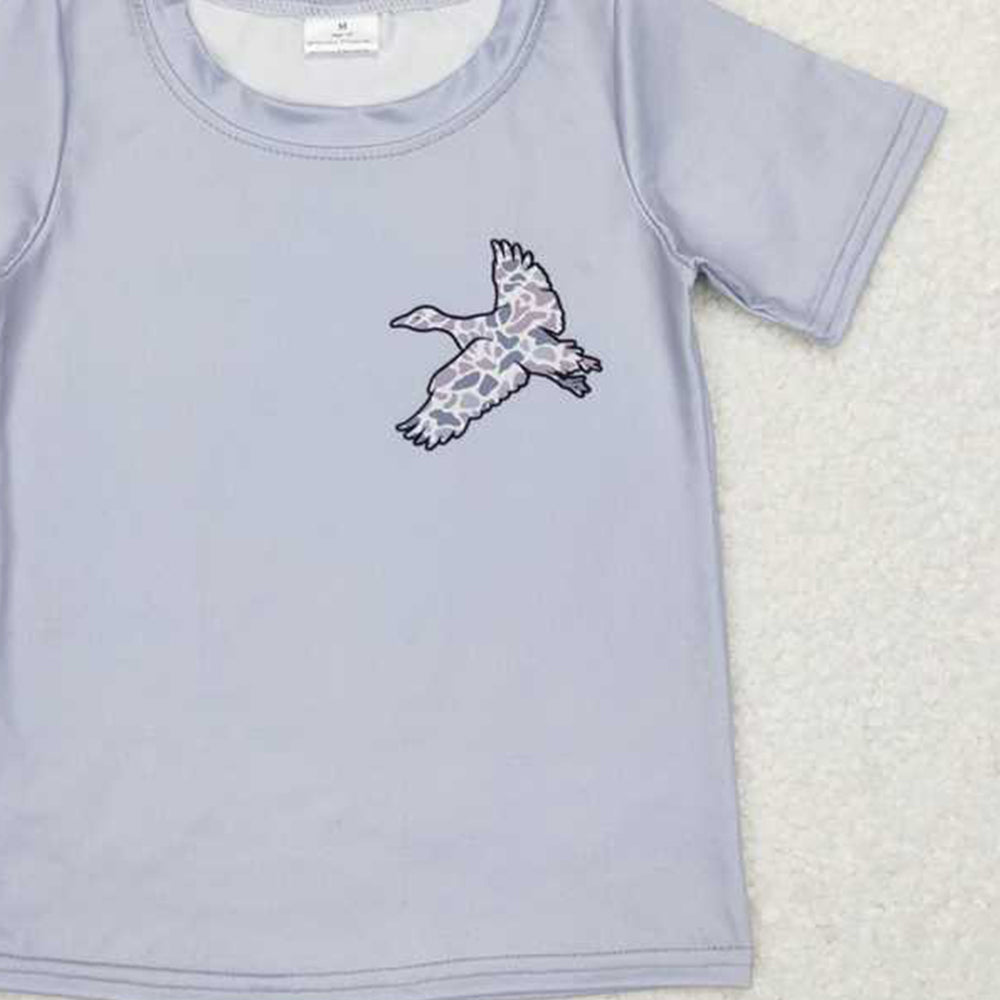 USA Shop (in stock) BT0462 Baby Boys Summer Tops Grey short sleeves camo duck boy shirt