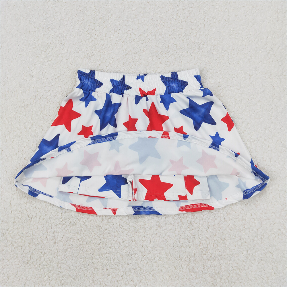 5.28 GLK0055 RTS NO MOQ Red blue stars kids girls 4th of july skirt