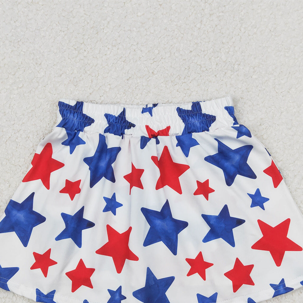 5.28 GLK0055 RTS NO MOQ Red blue stars kids girls 4th of july skirt