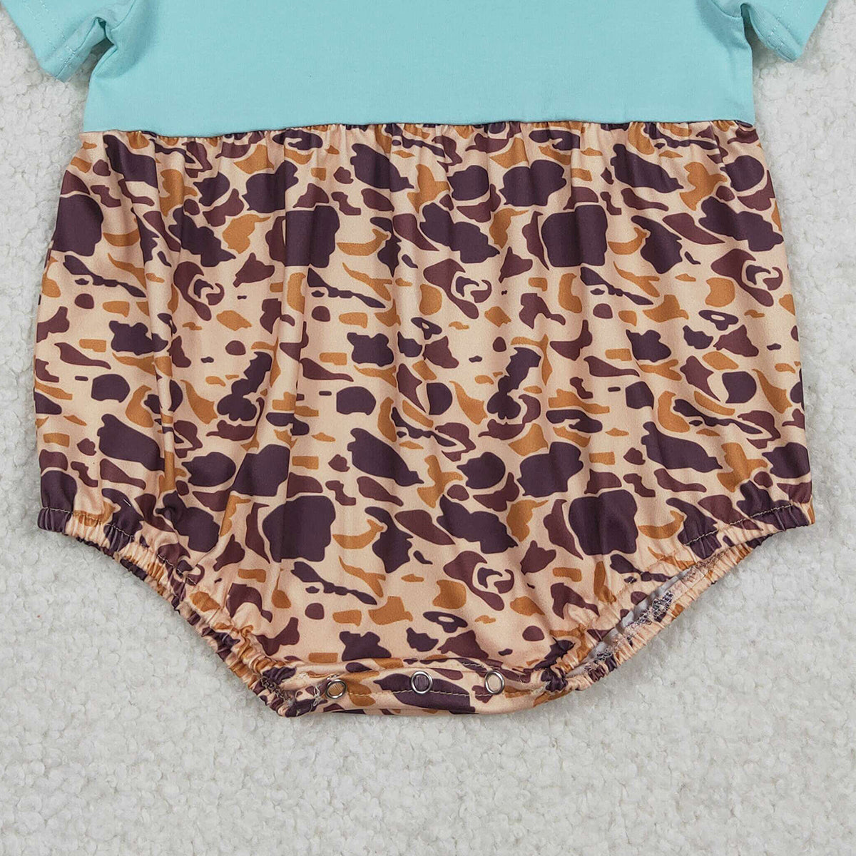 12.17 RTS NO MOQ (In stock)SR3277 Baby Girls Short Sleeve Southern Brown Camo Collar Ruffle Rompers