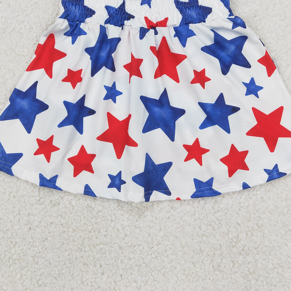 5.28 GLK0055 RTS NO MOQ Red blue stars kids girls 4th of july skirt