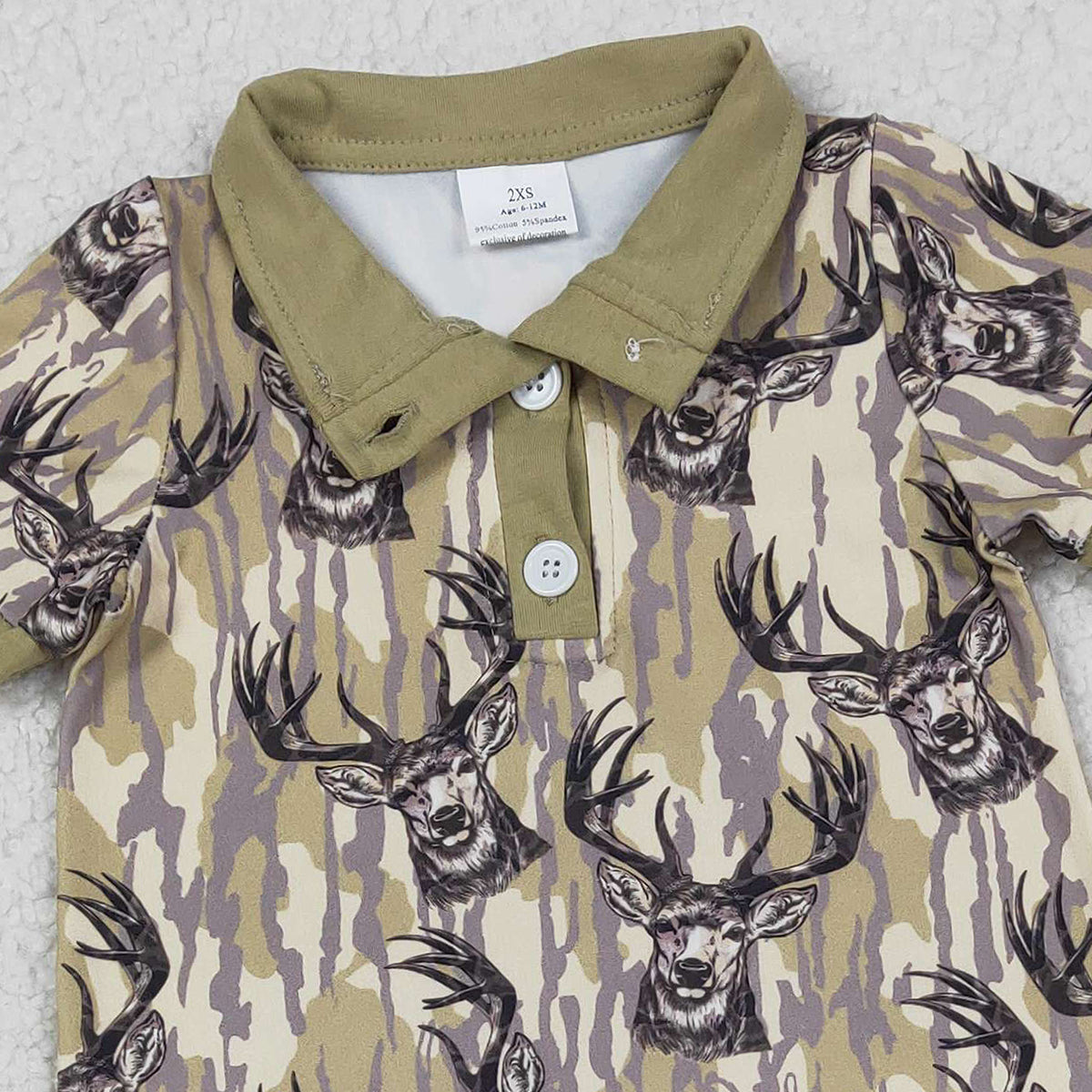 1.8 RTS NO MOQ (In stock)SR3635 Baby Boys Rompers Baby Boys Southern Hunting Deer Camo Button Rompers