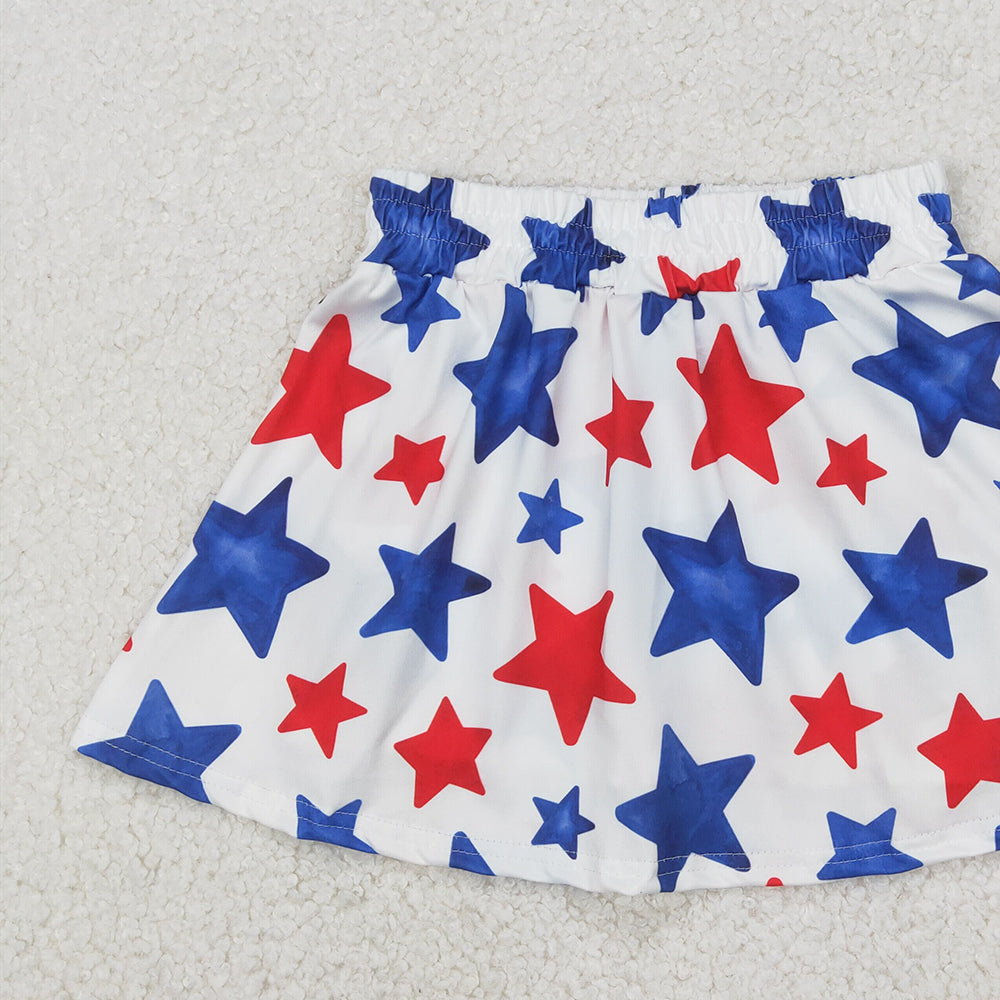 5.28 GLK0055 RTS NO MOQ Red blue stars kids girls 4th of july skirt