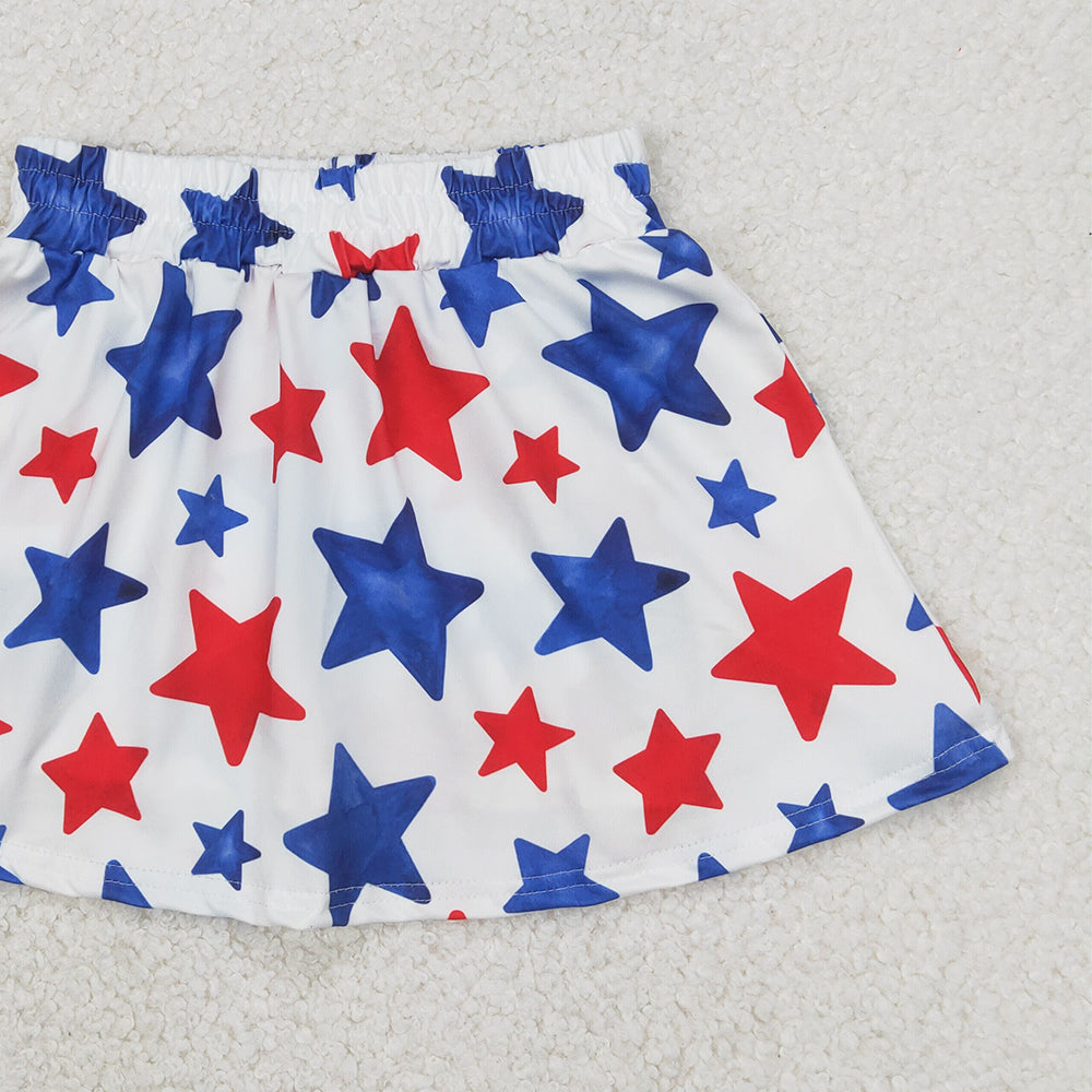 5.28 GLK0055 RTS NO MOQ Red blue stars kids girls 4th of july skirt
