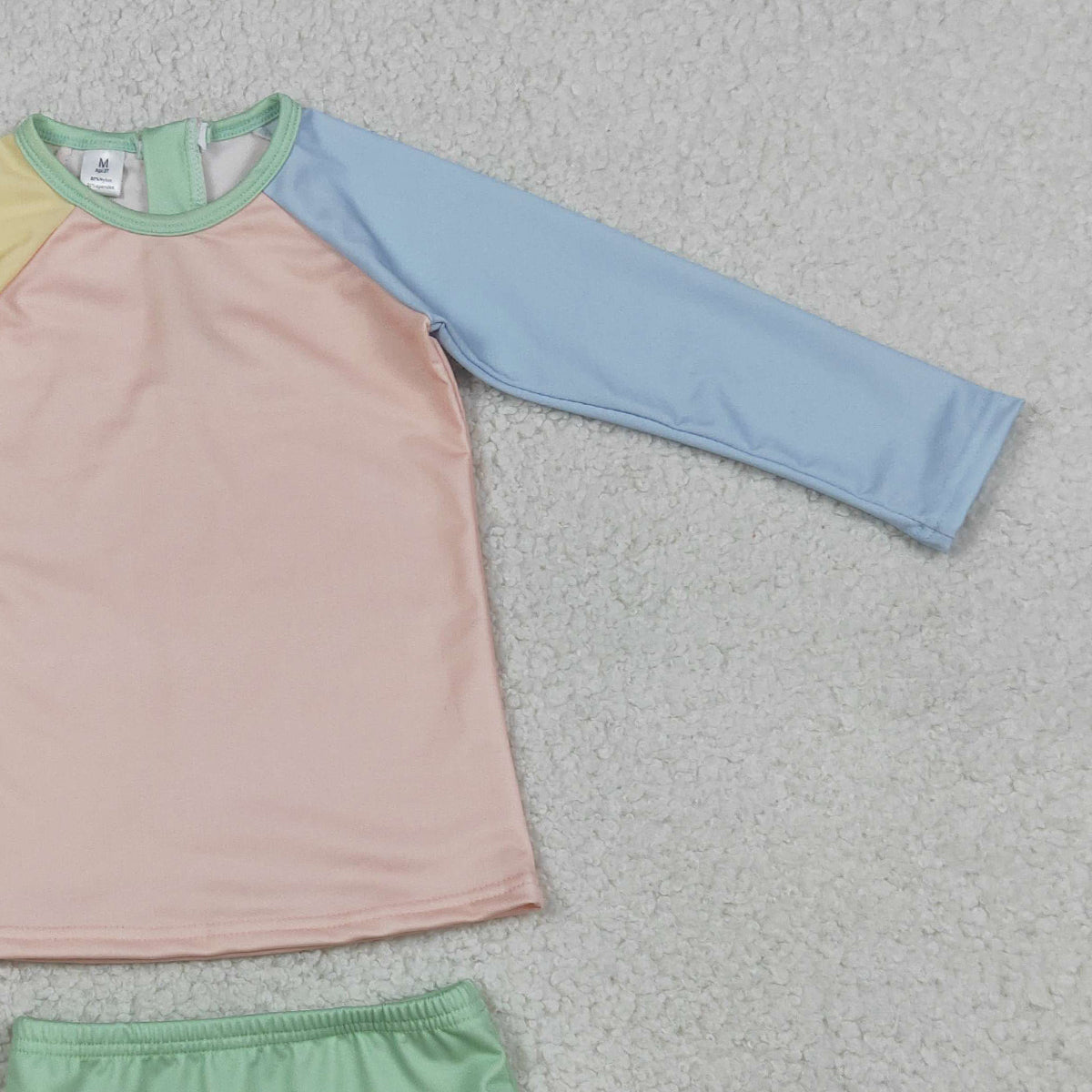 3.30 RTS NO MOQ (In stock)S0637 Long sleeves patchwork girls two pieces swimsuit