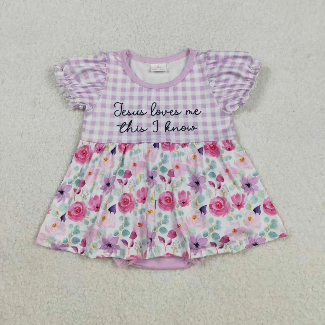 12.4 RTS Sibling Baby Girls Flowers Checked Jesus Love Me Tunic Ruffle Pants Set Tunic Ruffle Rompers