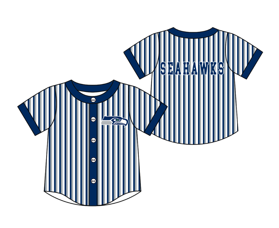 3.5 CUSTOM MOQ 5 Cute Kids Clothing Baby Kids Blue Gray Stripe Short Sleeve Team T-shirts Top