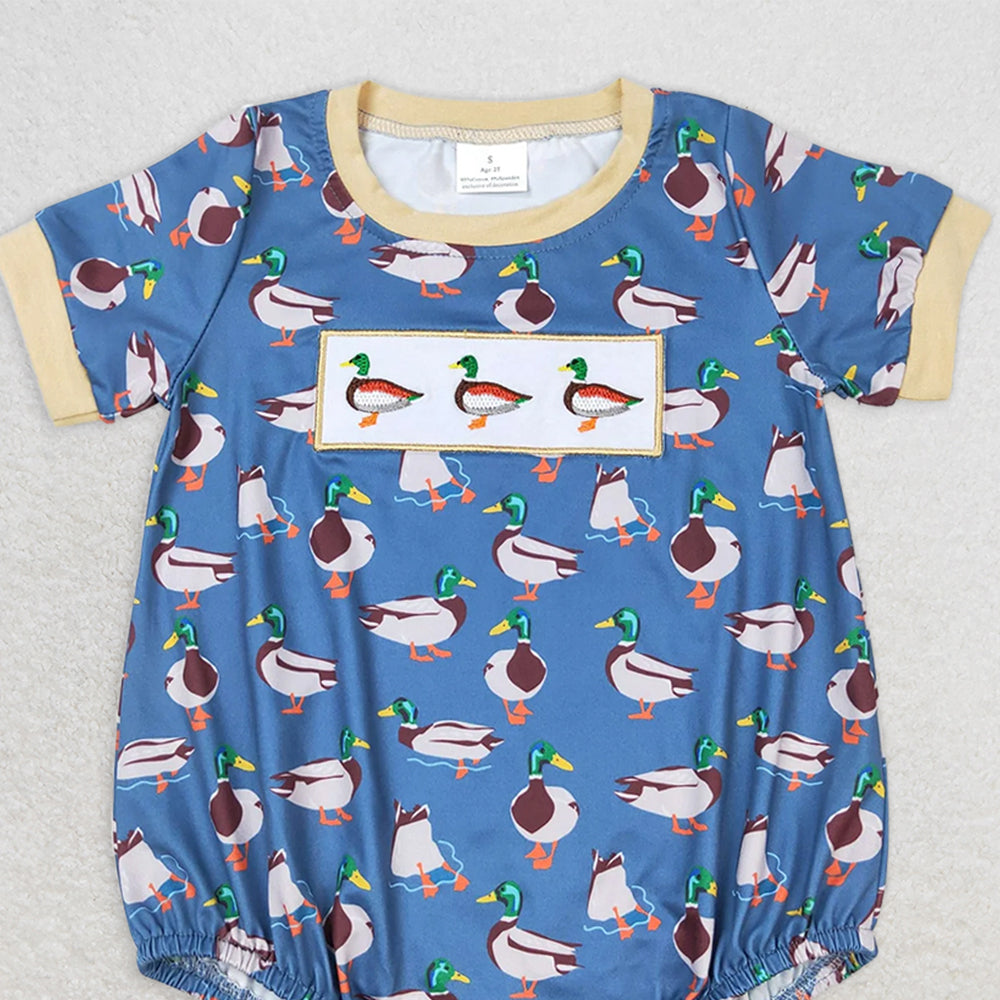 SR1134 RTS NO MOQ Baby Boys Summer Rompers Baby Infant Boys Duck Short Sleeve Rompers