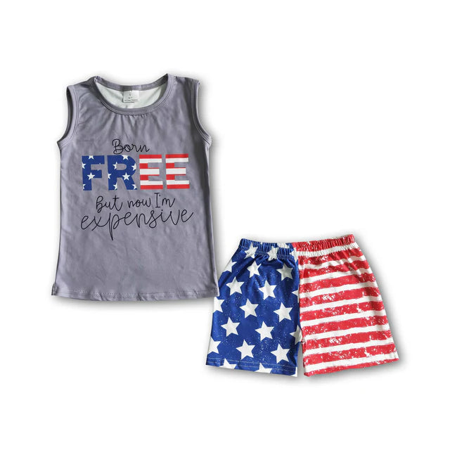 BSSO0036 Sales New RTS No Moq Promotion Shirt shorts boy 4th of july clothing