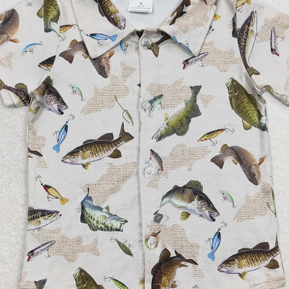 BT0179 RTS NO MOQ Baby Boys Summer Tops Baby Boys Fishing Short Sleeve T-shirts tops