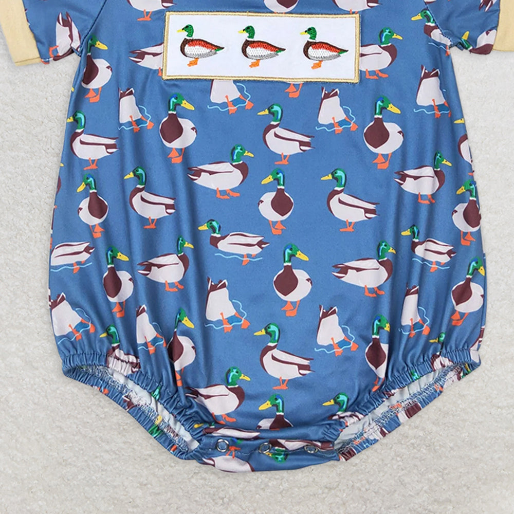 SR1134 RTS NO MOQ Baby Boys Summer Rompers Baby Infant Boys Duck Short Sleeve Rompers