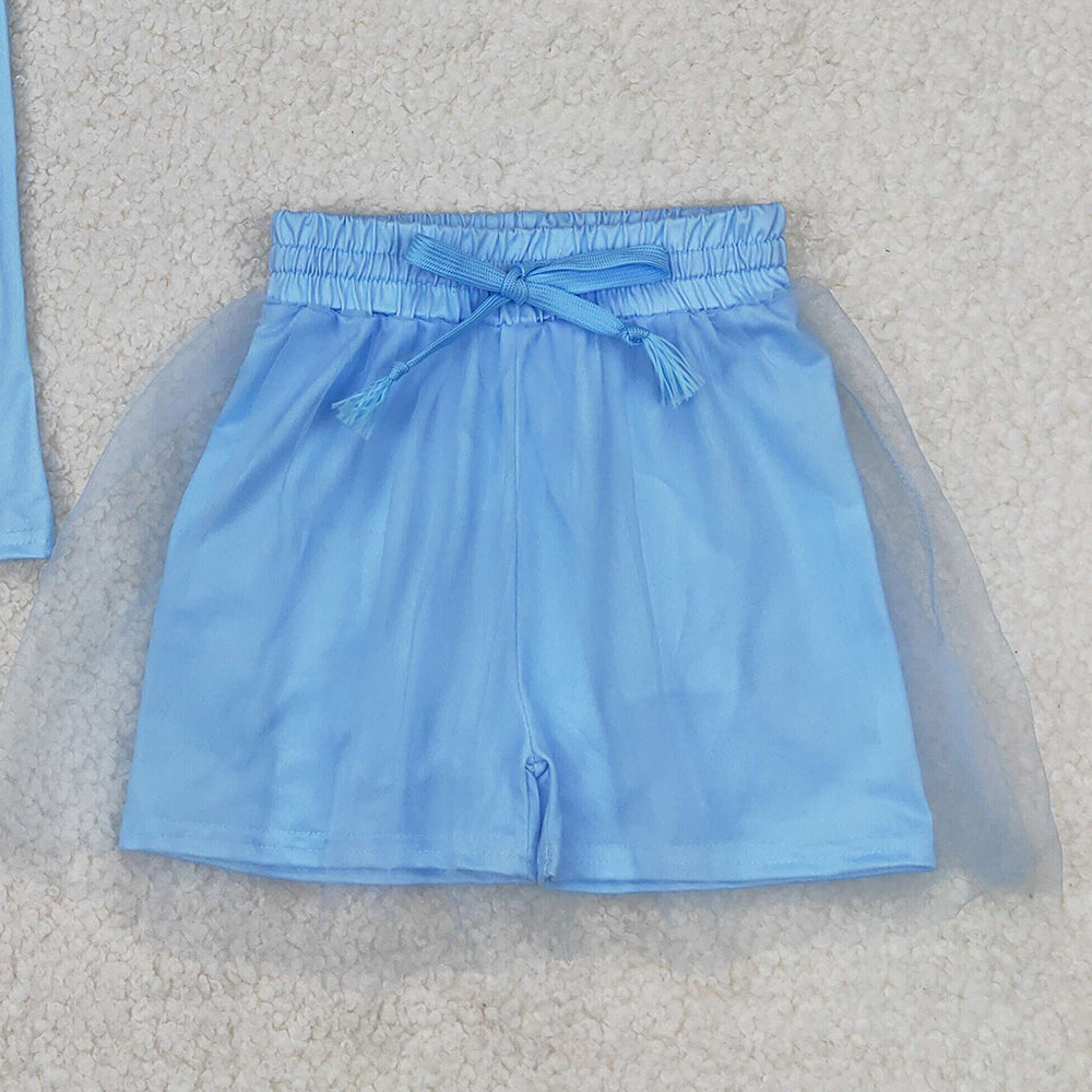 4.30 GSD2063 RTS NO MOQ Light blue sleeveless shoes princess top skirt girls clothes