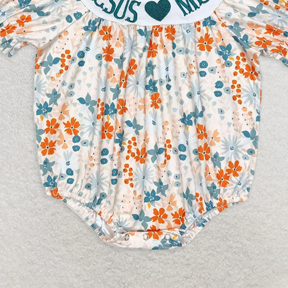 SR1941 RTS NO MOQ Baby Girls Summer Rompers Baby Infant Toddler Girls Jesus Love Me Flowers Rompers
