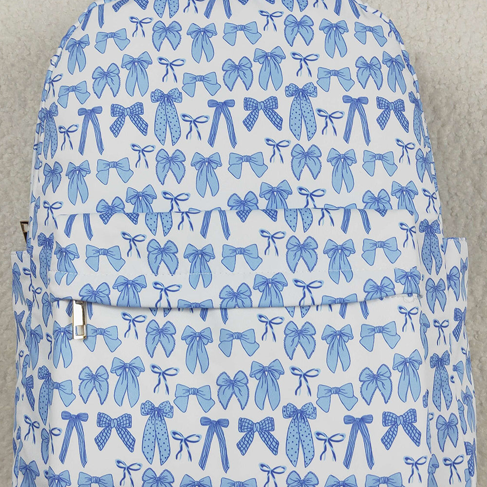 USA Shop (in stock)BA0322 Baby Bags Baby Kids Sky Blue Bows Plaid Zipper School Back Bags
