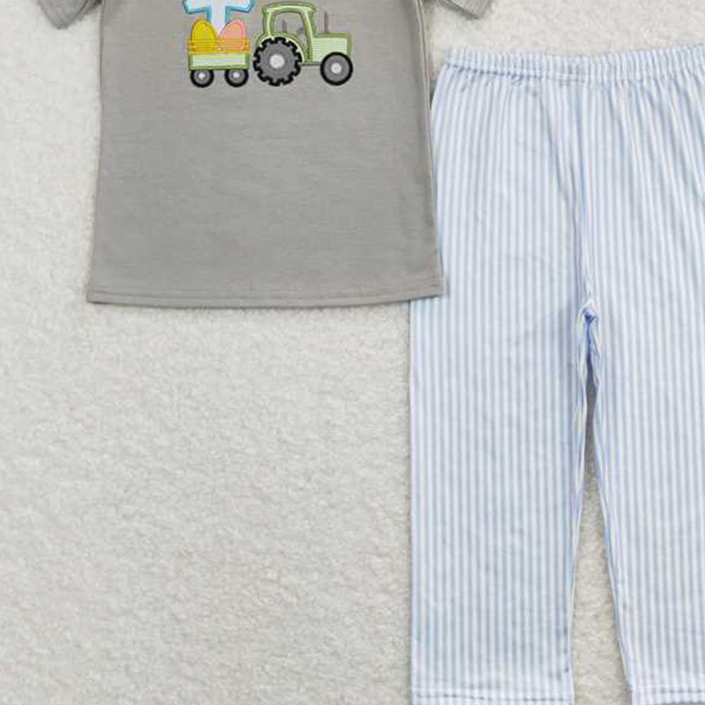 4.12 BSPO0194 RTS NO MOQ Boys Easter Eggs Tractor Collection Clothes
