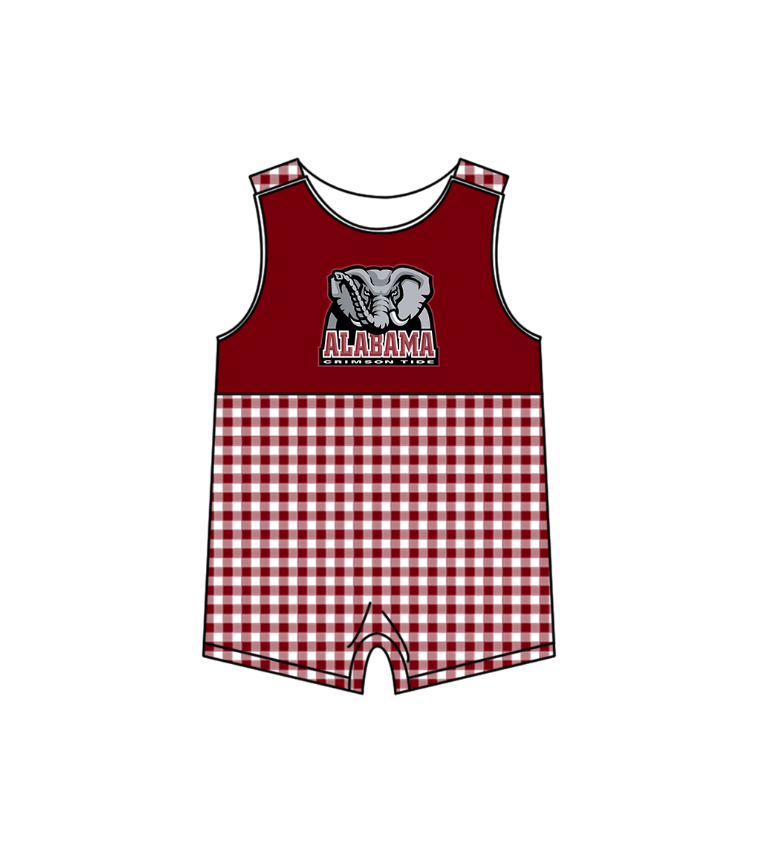CUSTOM MOQ 5 Baby Boys Red Plaid Summer Team Sleeveless Rompers