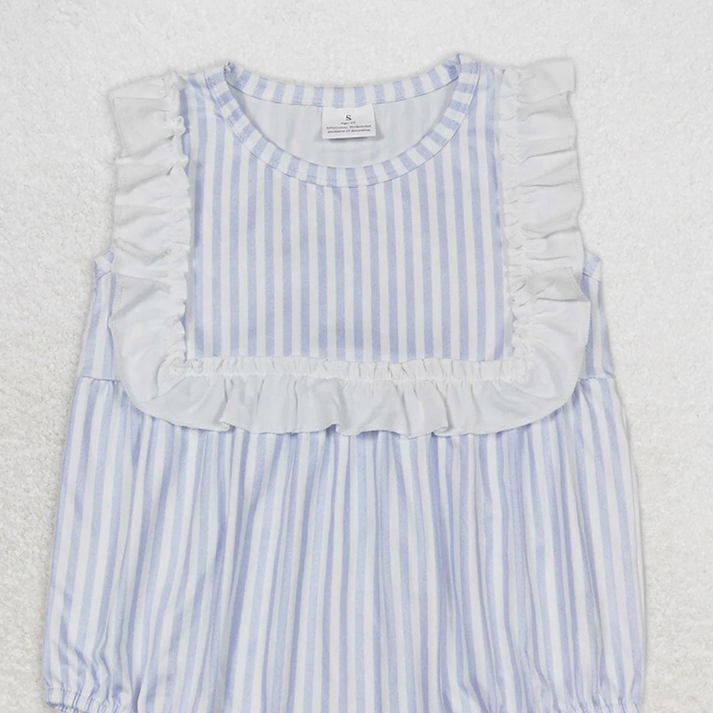 SR1363 RTS NO MOQ Baby Girls Summer Rompers Baby Girls Boys Toddler White Stripes Sibling Rompers Clothes Sets