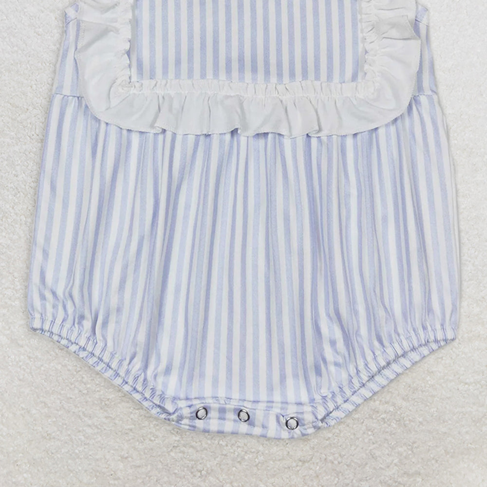 SR1363 RTS NO MOQ Baby Girls Summer Rompers Baby Girls Boys Toddler White Stripes Sibling Rompers Clothes Sets
