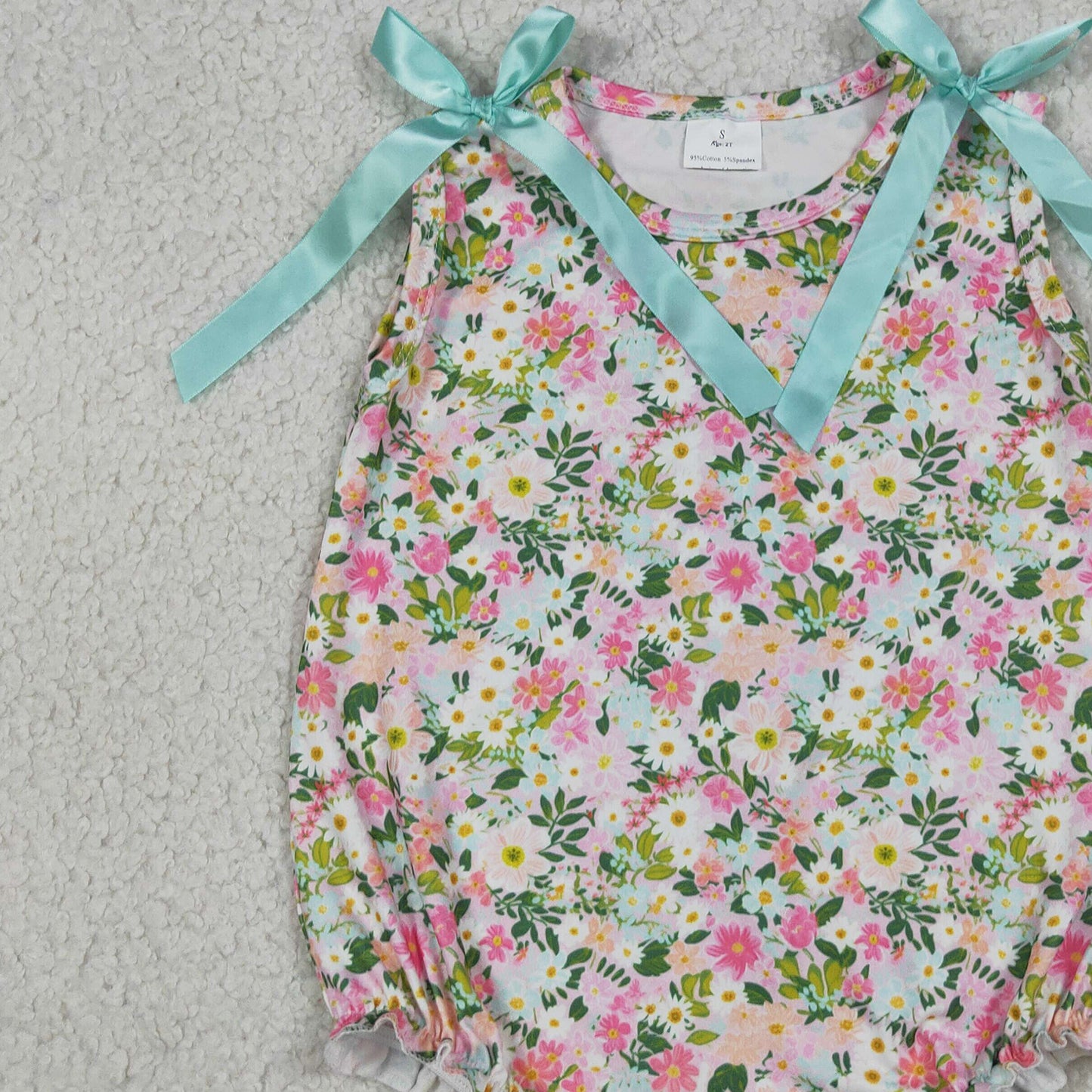 SR4111 RTS NO MOQ (In stock)Sleeveless pink floral baby girls summer romper Ruffle Rompers(副本)