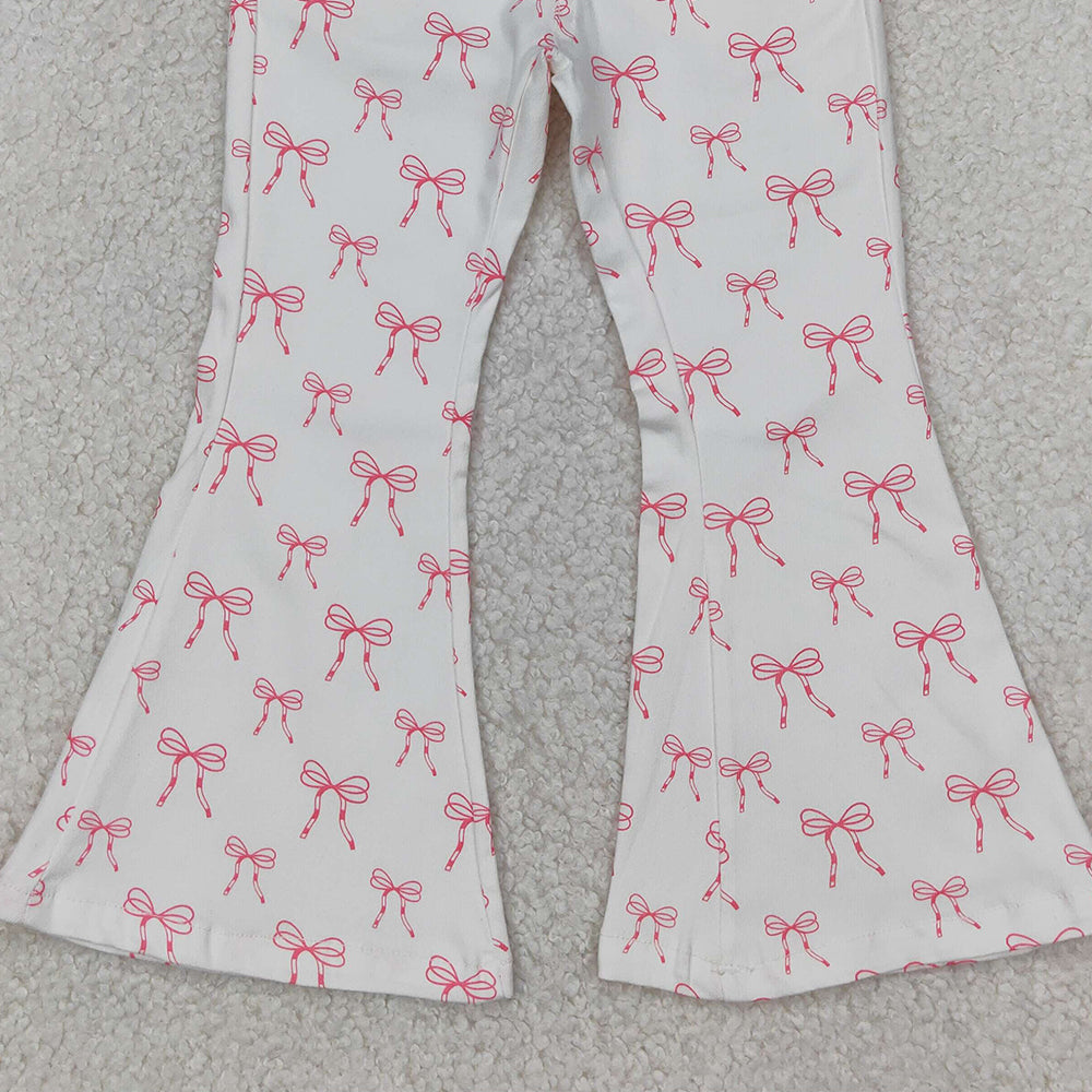 4.07 P0732 RTS NO MOQ Baby Girls Pants White pink bow denim pants kids girls jeans