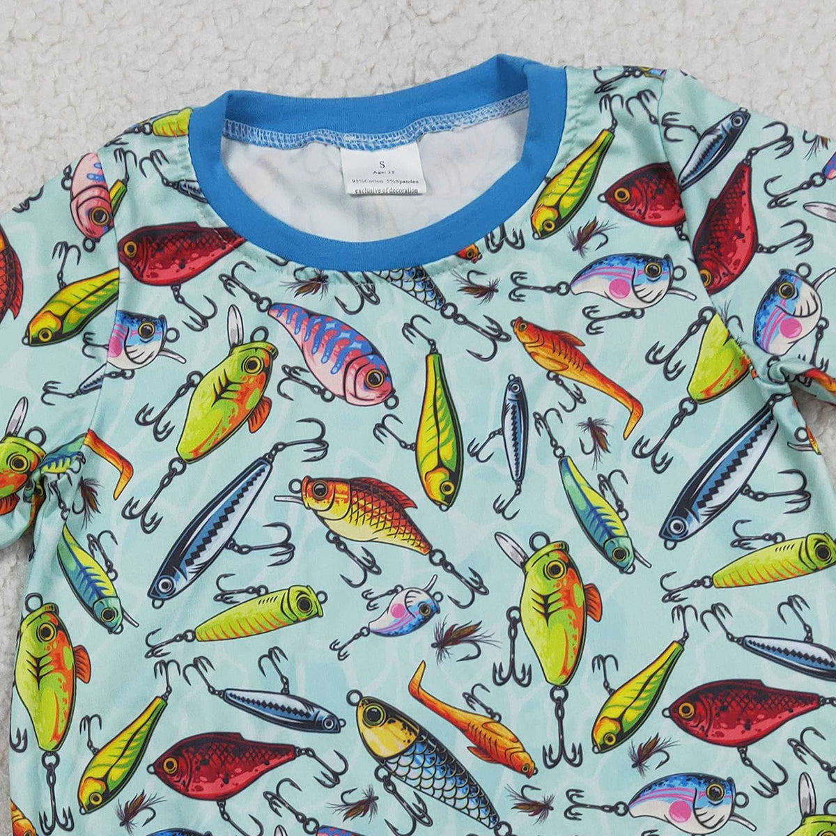 2.3 RTS NO MOQ (In stock)SR3824 Baby Boys Short Sleeve Fishing Hunting Rompers