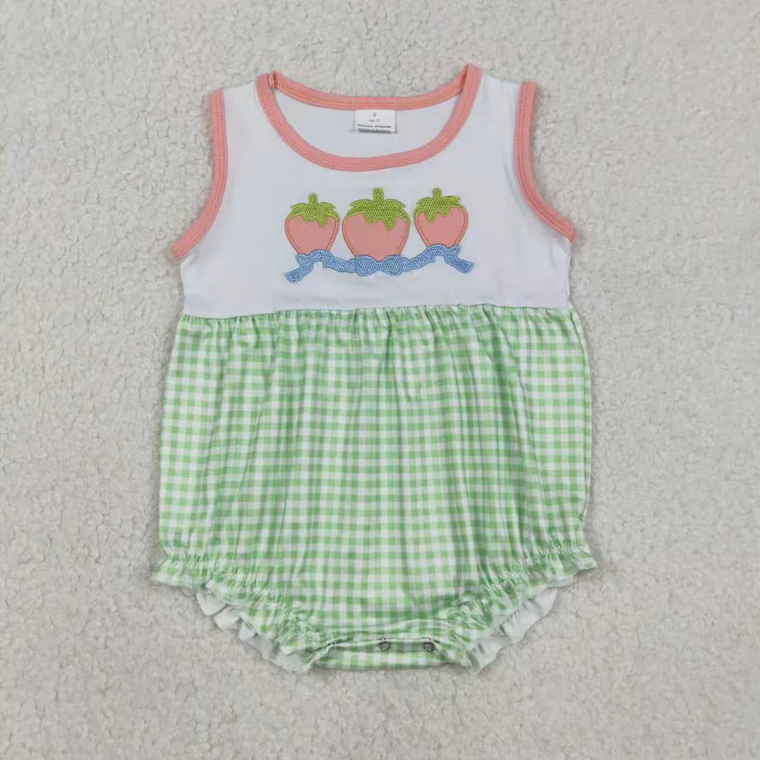 1.8 RTS Sibling Baby Girls Embroidery Bows Strawberry Tunic Ruffle Shorts Clothes Set Rompers