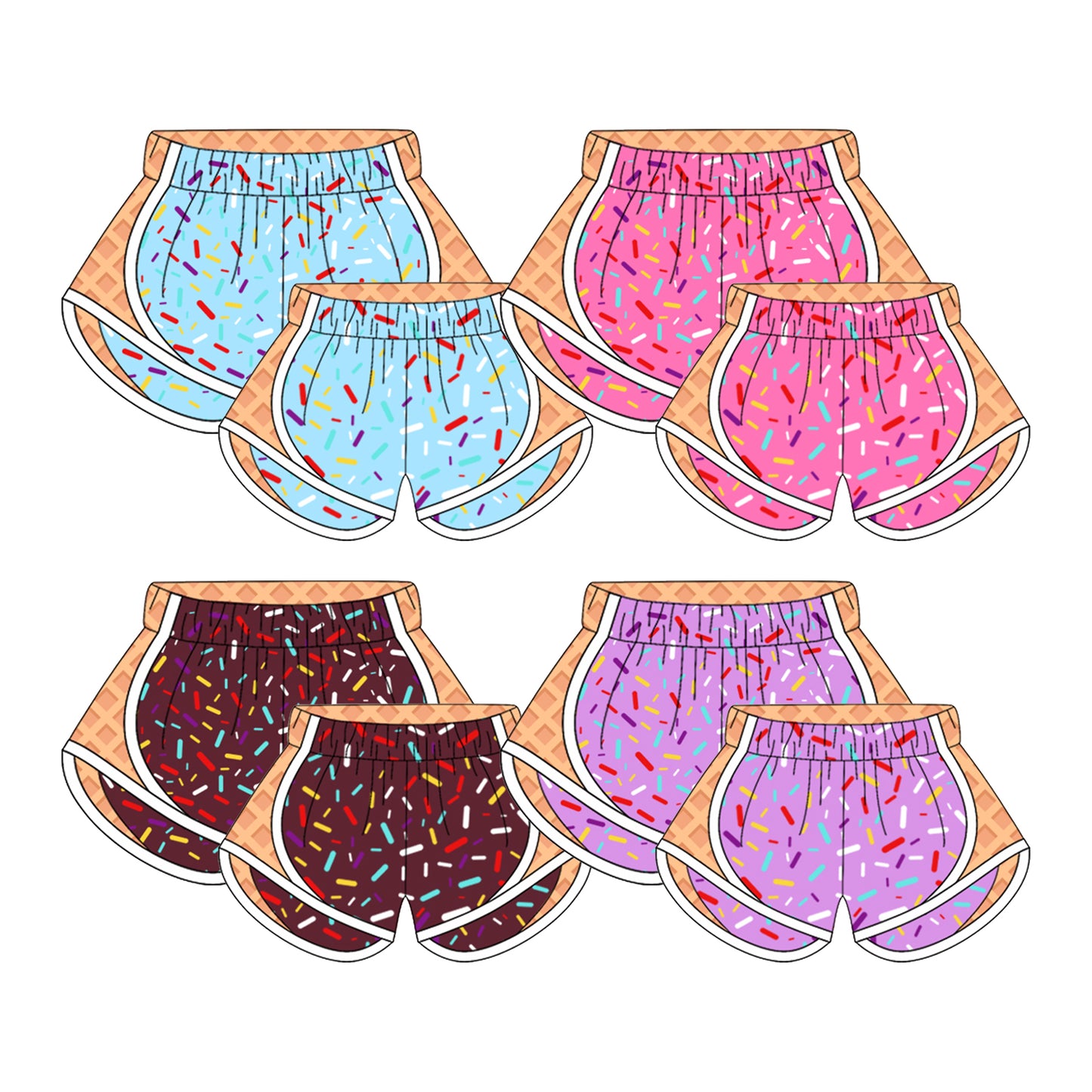 8.26 Pre order Pink sprinkle ice cream kids girls team summer shorts