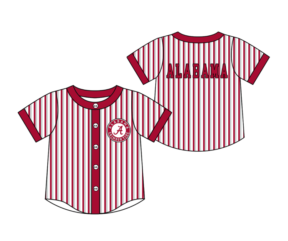 CUSTOM MOQ 5 Cute Kids Clothing Baby Kids Red Stripe Short Sleeve Team T-shirts Top