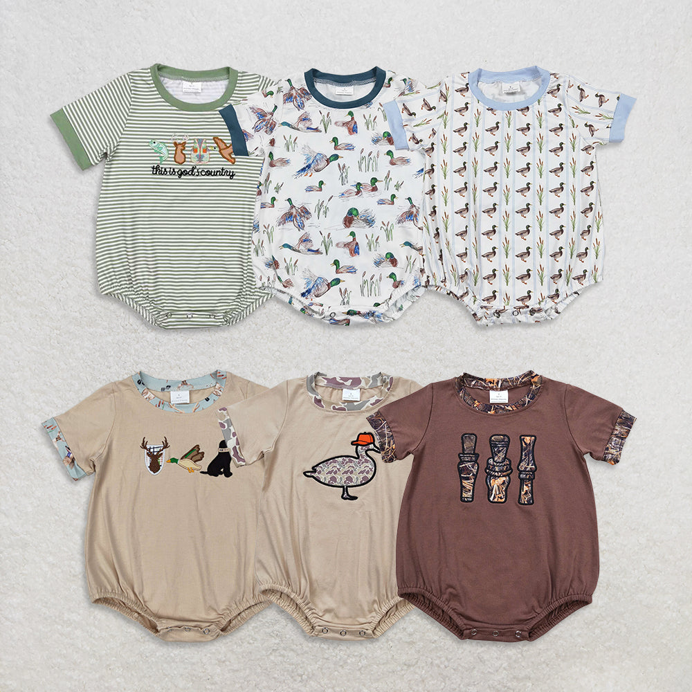 USA Warehouse (IN STOCK) Summer Romper for Baby Boy Short Sleeves Camo Duck Call Design Cute And Fashionable Baby Outfit