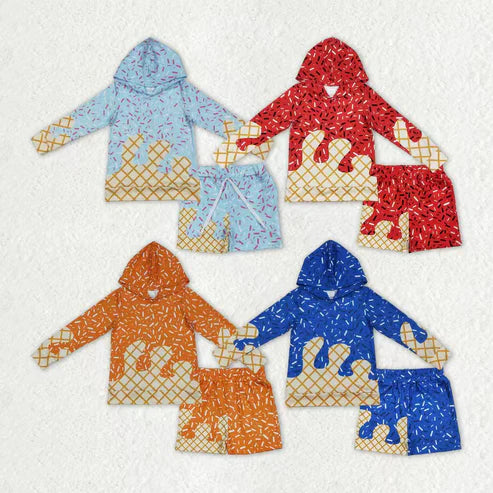 10.13 RTS Sibling Baby Boys Sprinkles Drip Hoodies Top Shorts Team Clothes Sets