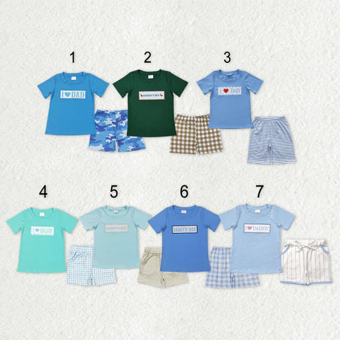 10.15 RTS Sibling Baby Boys I love Dad Summer Shorts Clothes Sets