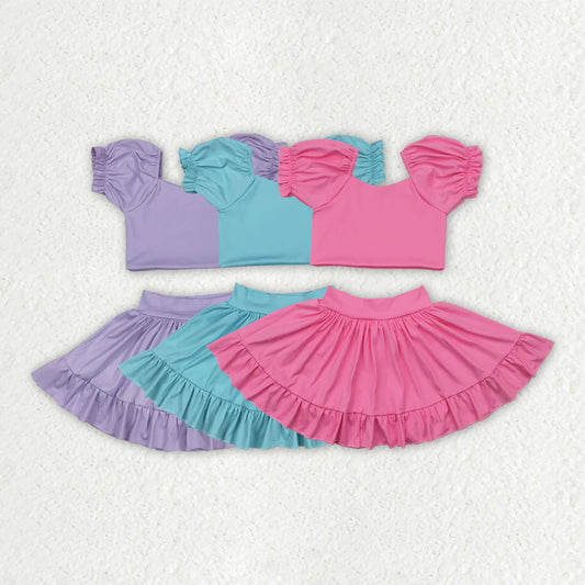 10.18 RTS Sibling Baby Girls Yoga Shirt Skort Active Wear Clothes Sets