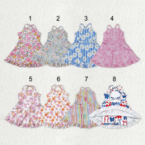 10.16 RST Sibling Baby Girls Straps Sports Wear Yoga Athletic Knee Length Dresses