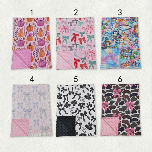 10.15 RTS Sibling Baby Kids Flowers Bows Blankets 29*43 inches