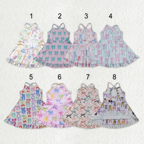 10.16 RST Sibling Baby Girls Straps Sports Wear Yoga Athletic Knee Length Dresses