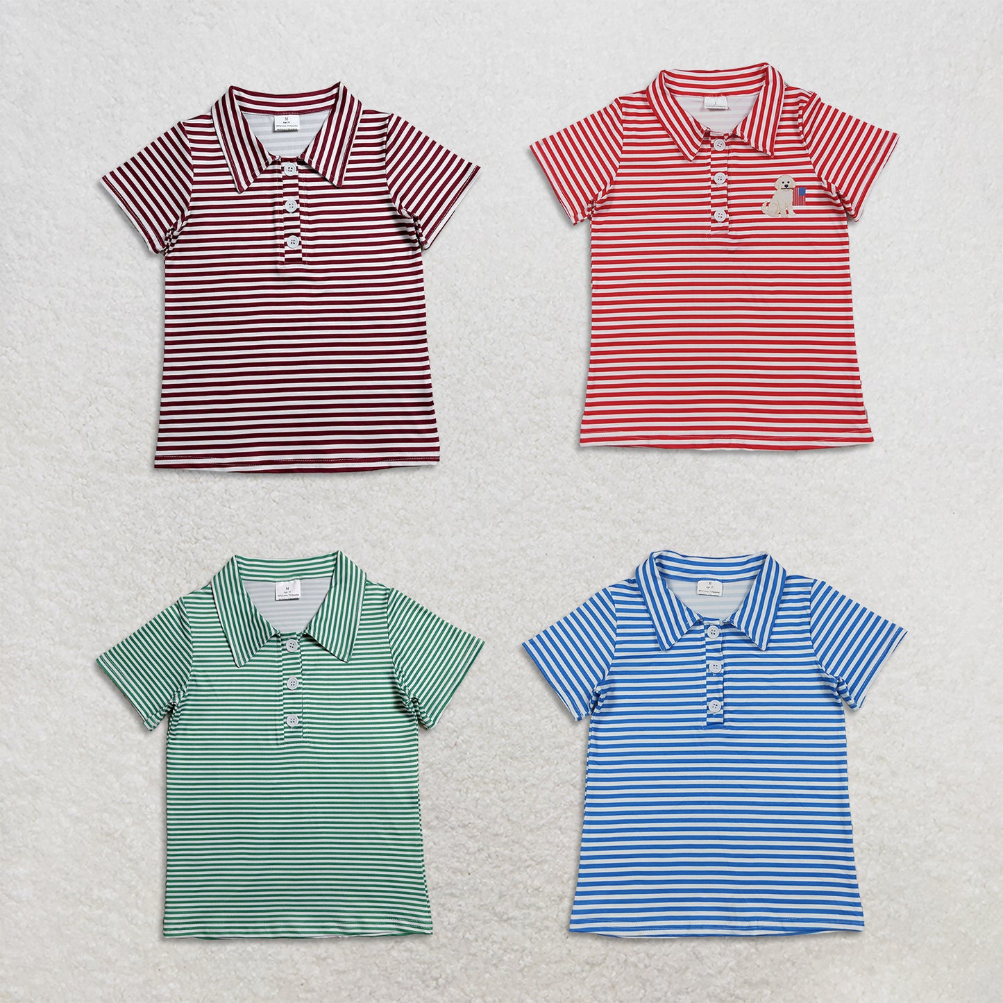 RTS Sibling Baby Boys Short Sleeve Colorful Stripe Button Polo Shirts Tops