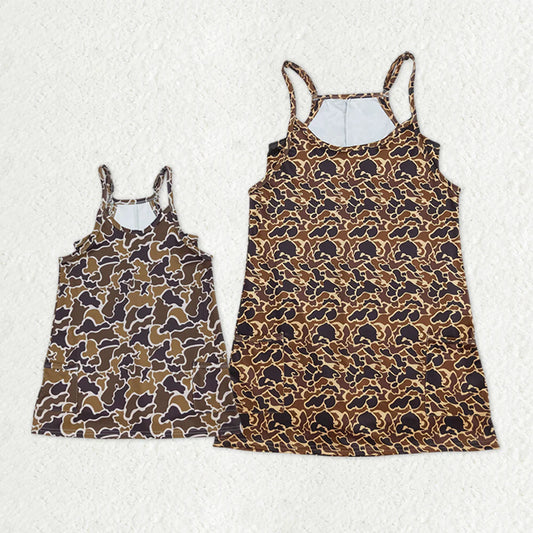 10.20 RTS Mama And Me Strap Camo Pockets Yoga Shorts Dresses