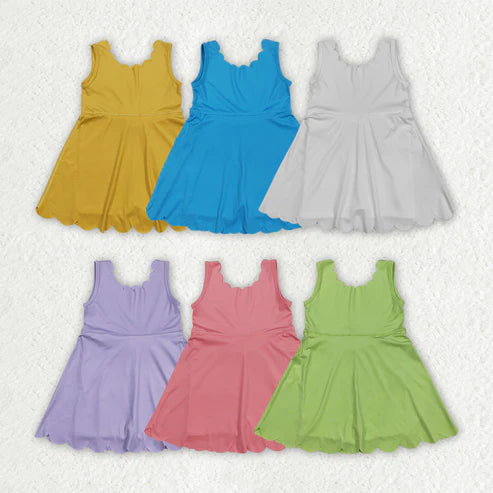 10.15 RST Sibling Baby Girls Sleeveless Activity Wear Yoga Ruffle Knee Length Dresses