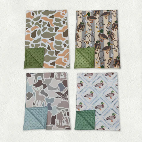 10.15 RTS Sibling Baby Kids Camo Ducks Hunting Bows Blankets 29*43inches